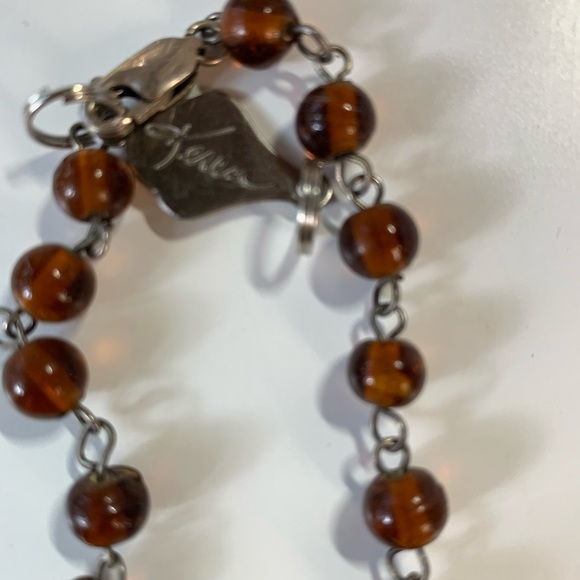 Necklace with Malachite, pearl and garnet pendant - Picture 6 of 7